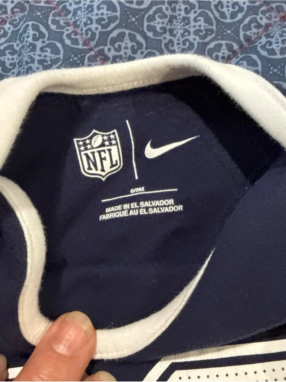 NFL Dallas Cowboys set 3Navy and Gray Baby 6 to 9 month One-Piece Bodysuit Trio